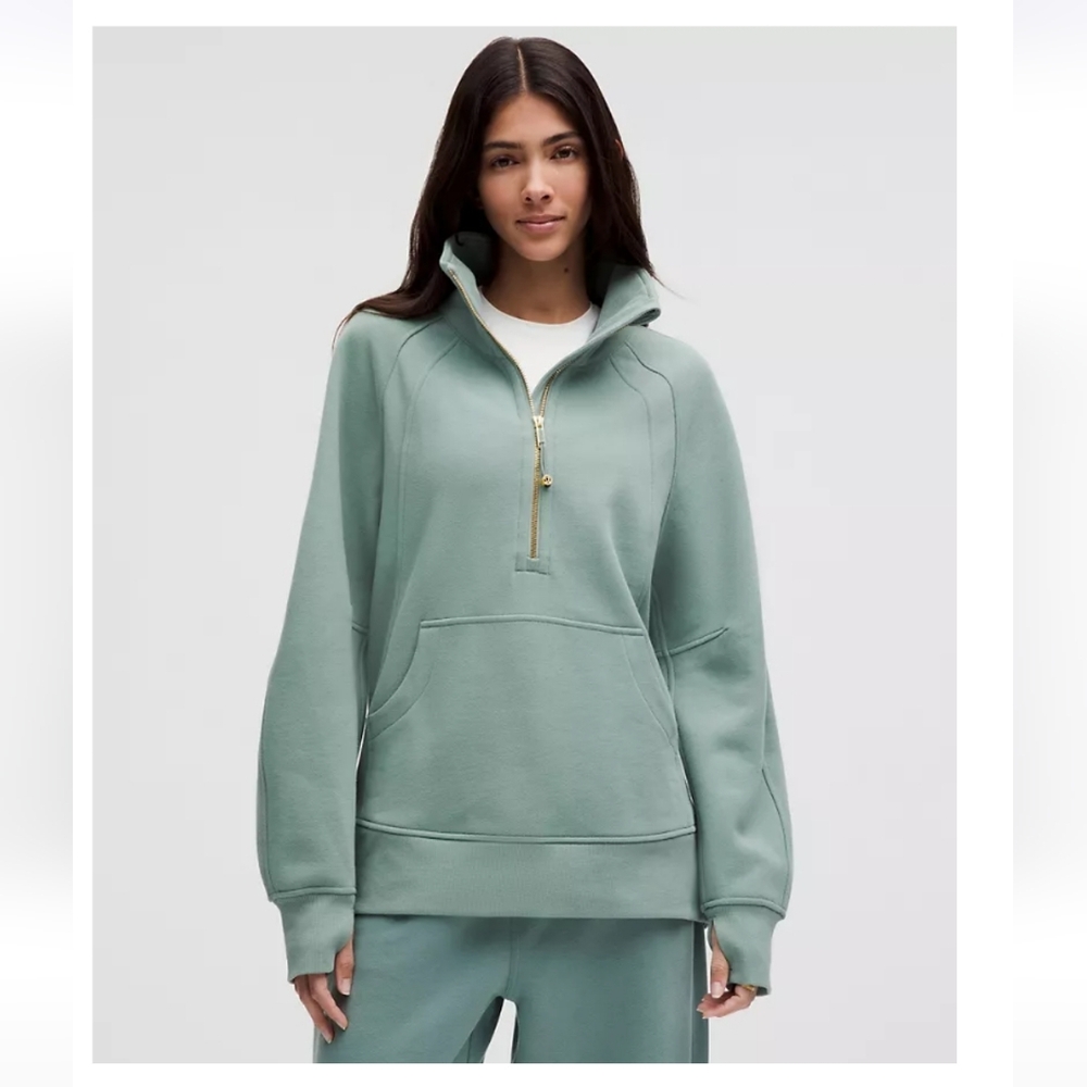 Scuba Oversized Funnel-Neck Half Zip Long- Crater Blue/Gold Sz XS/S